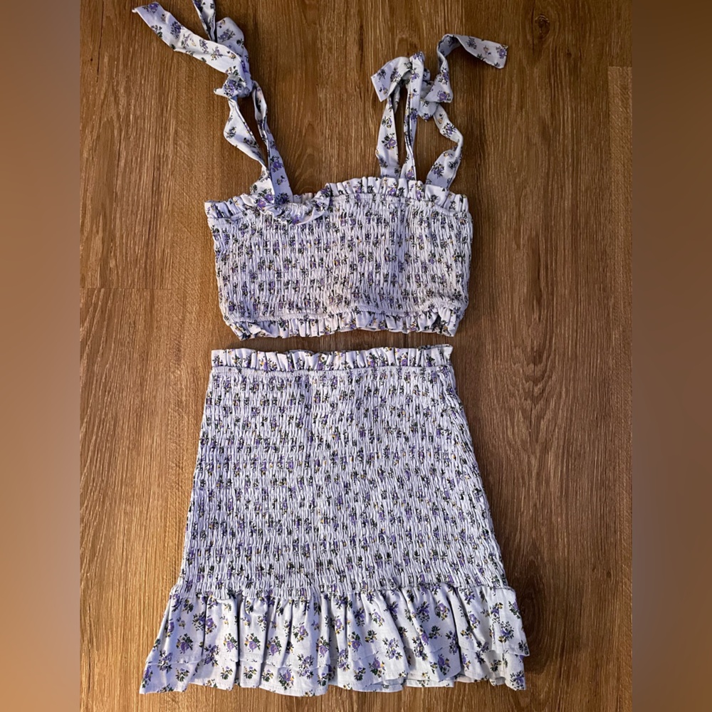 Two piece top and skirt set